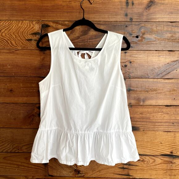 J. Crew White Cotton peplum top size Large - Picture 1 of 5